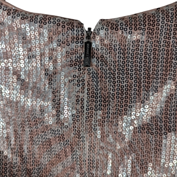 Michael Kors Sequin Top XS Pink Metallic Glitter Short Sleeve Party Blouse - Picture 7 of 13